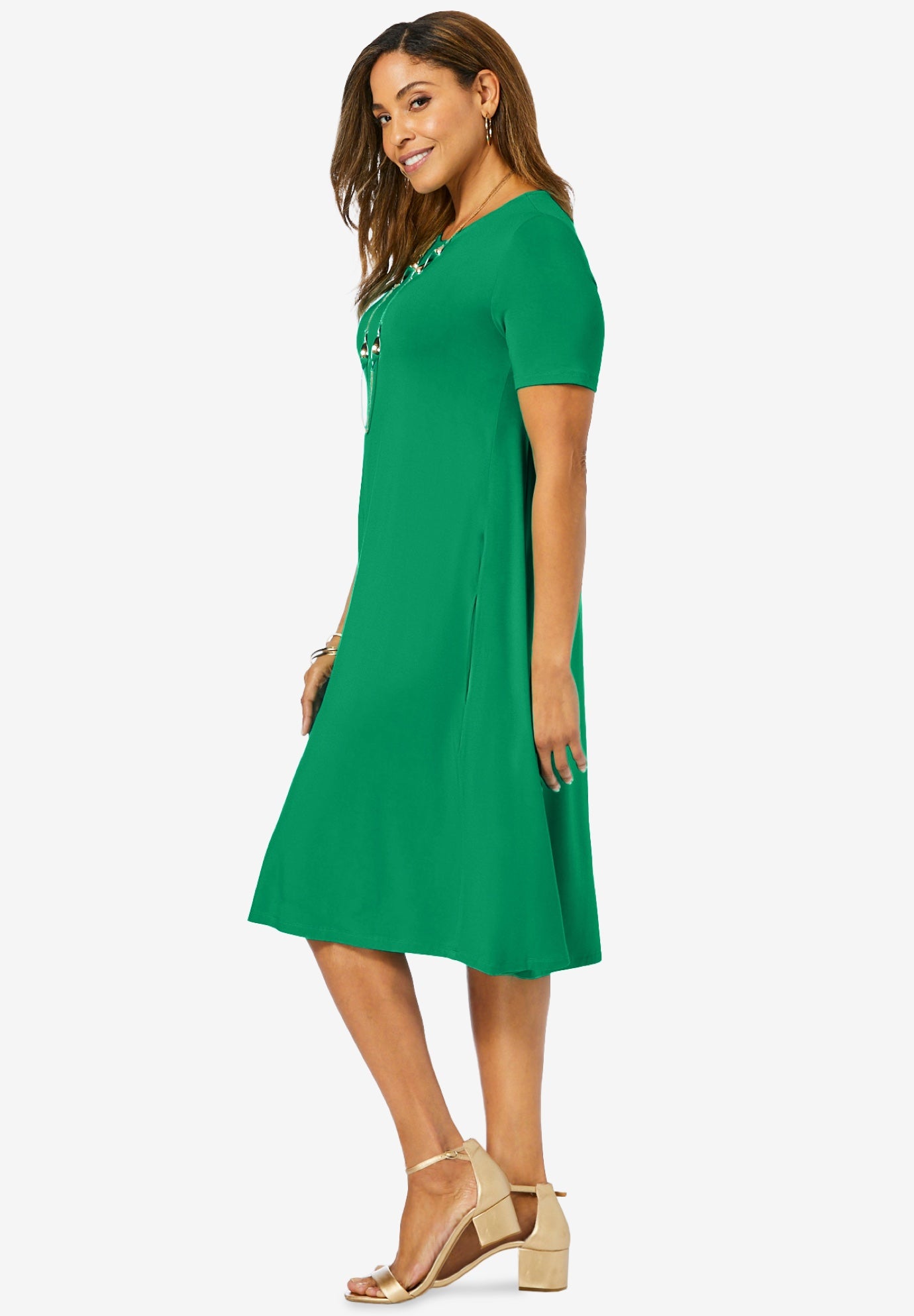 Stretch Knit A-Line Dress image number 2