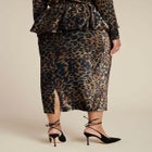 Leopard Velvet Bubble Peplum Skirt image number null