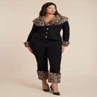 Leopard Faux Fur Trim Pant image number 1