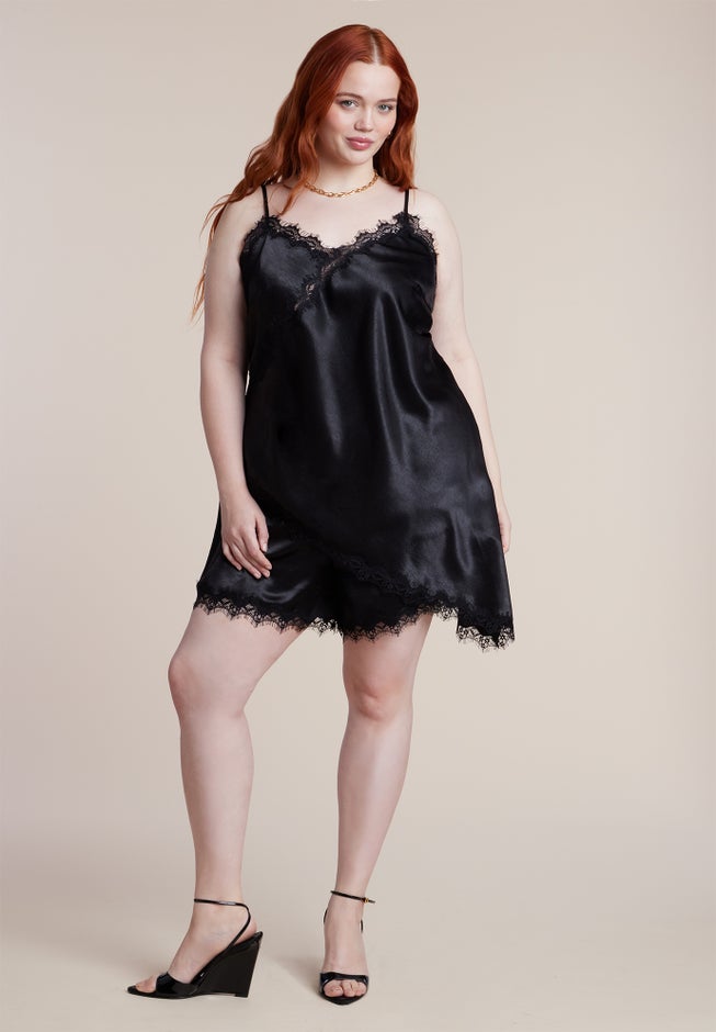 Satin Lace Trim Short image number 3