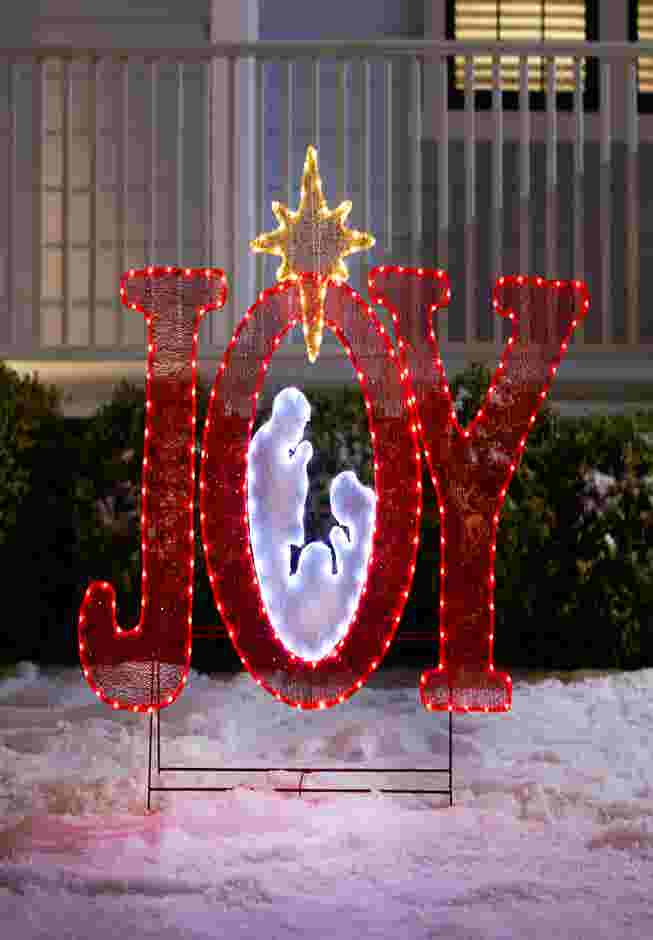 45"H Pre-Lit "Joy" Sign with Holy Family image number 0