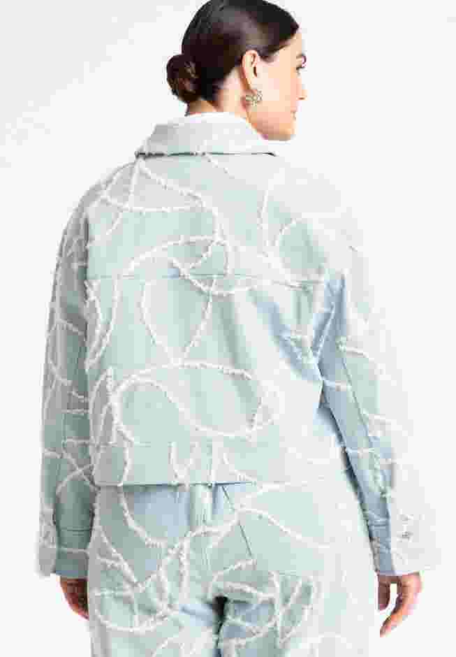 Distressed Embroidered Denim Jacket image number 1