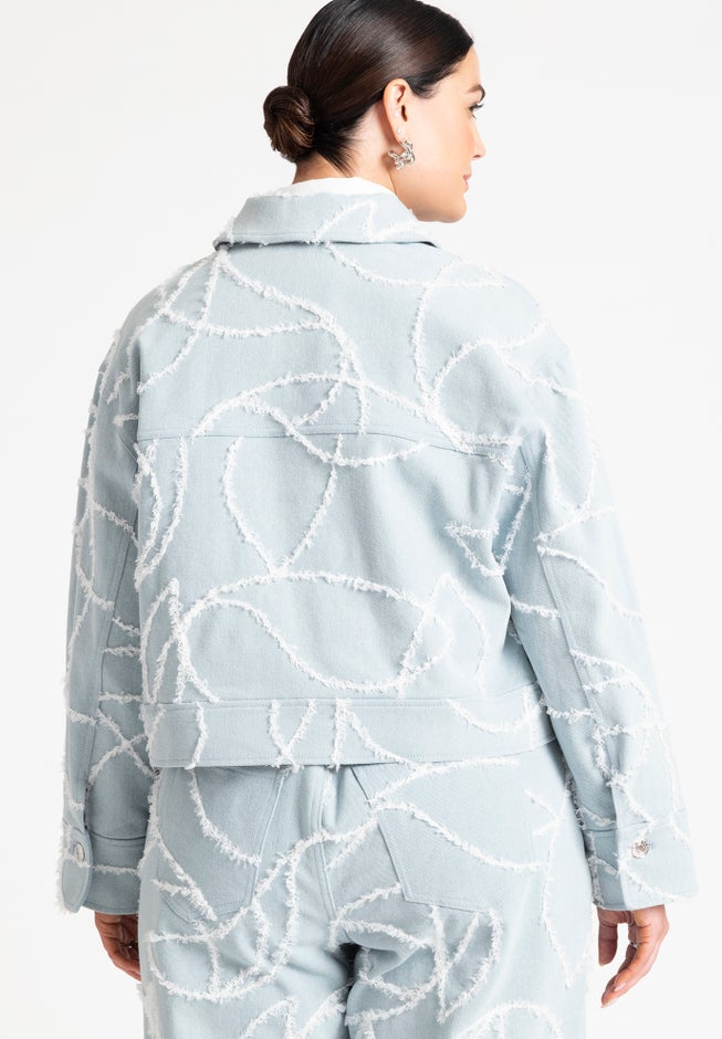 Distressed Embroidered Denim Jacket image number null