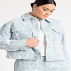 Distressed Embroidered Denim Jacket image number null