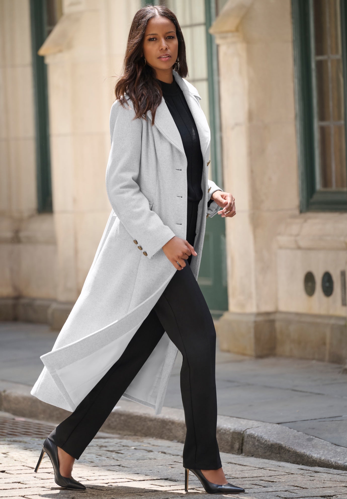 Plus Size Long Tailored Wool Blend Coat image number 1