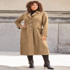 Plus Size Long Tailored Wool Blend Coat image number null