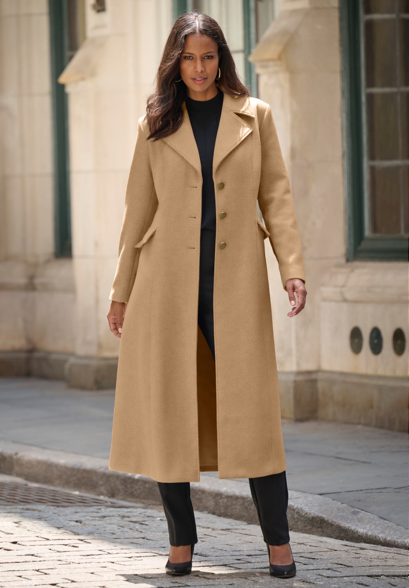 Plus Size Long Tailored Wool Blend Coat image number 0