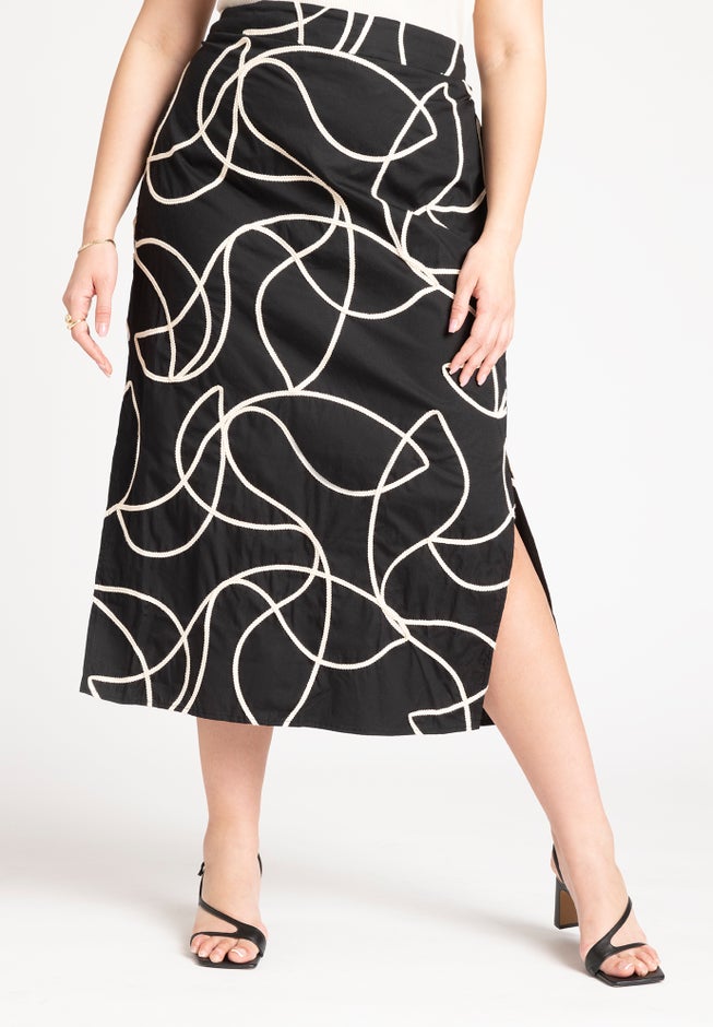 Embroidered Midi Skirt image number null