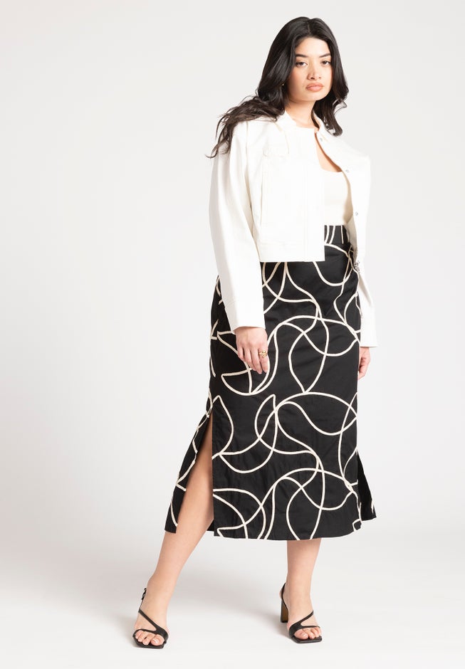 Embroidered Midi Skirt image number null