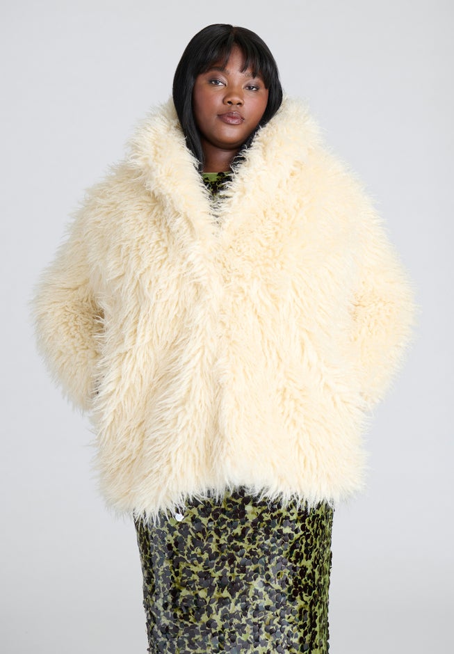 Textural Faux Fur Coat image number null