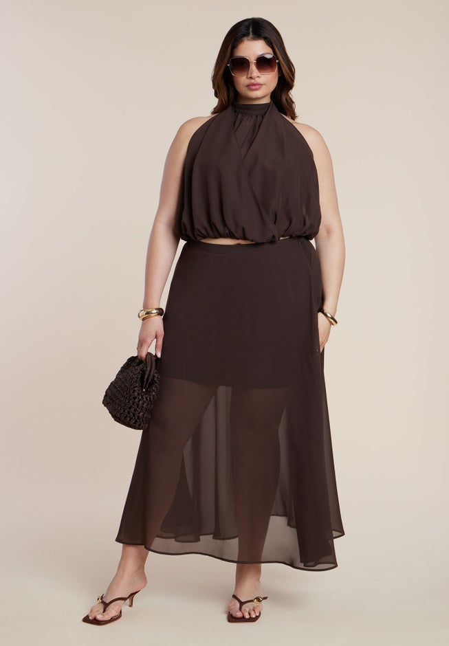 Semi-Sheer Chiffon Circle Skirt image number 1