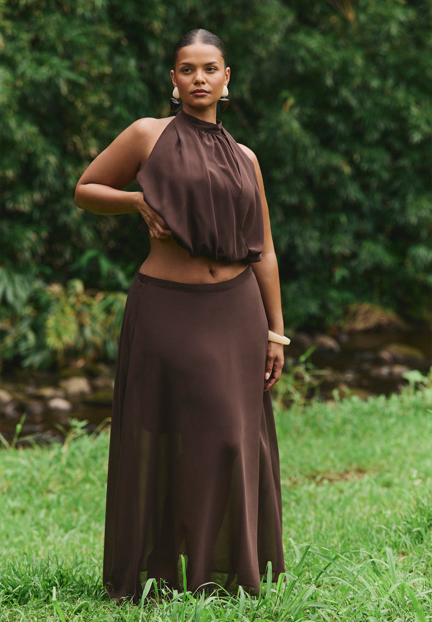 Semi-Sheer Chiffon Circle Skirt image number 0