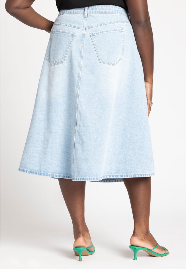 Cutout Hankerchief Hem Denim Skirt image number 3
