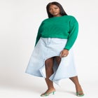 Cutout Hankerchief Hem Denim Skirt image number null