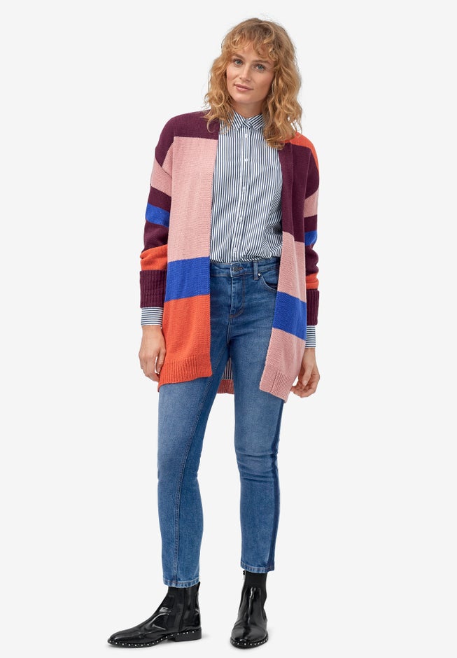 Multi-Stripe Open-Front Cardigan image number 0