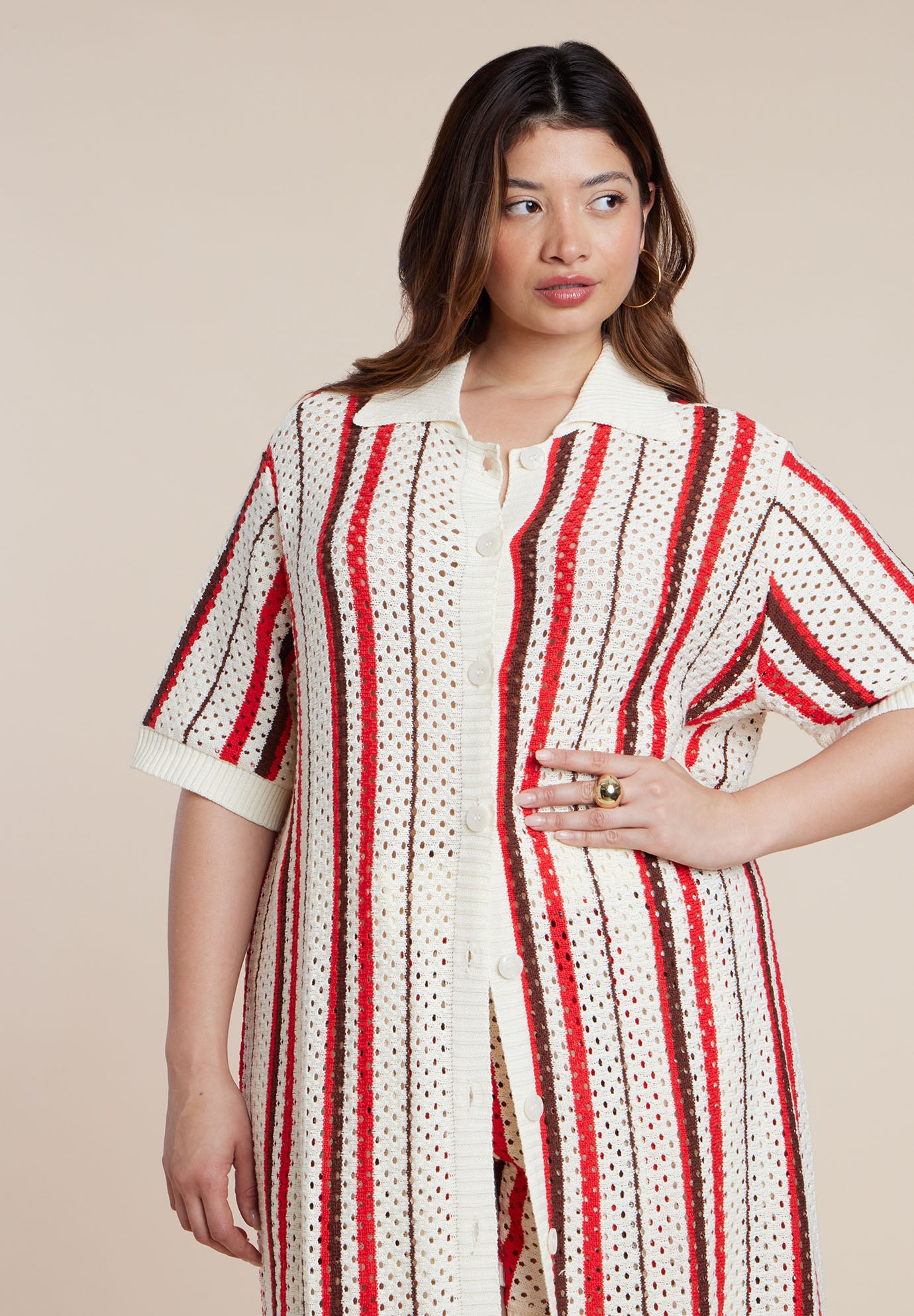 Striped Crochet Duster image number 2