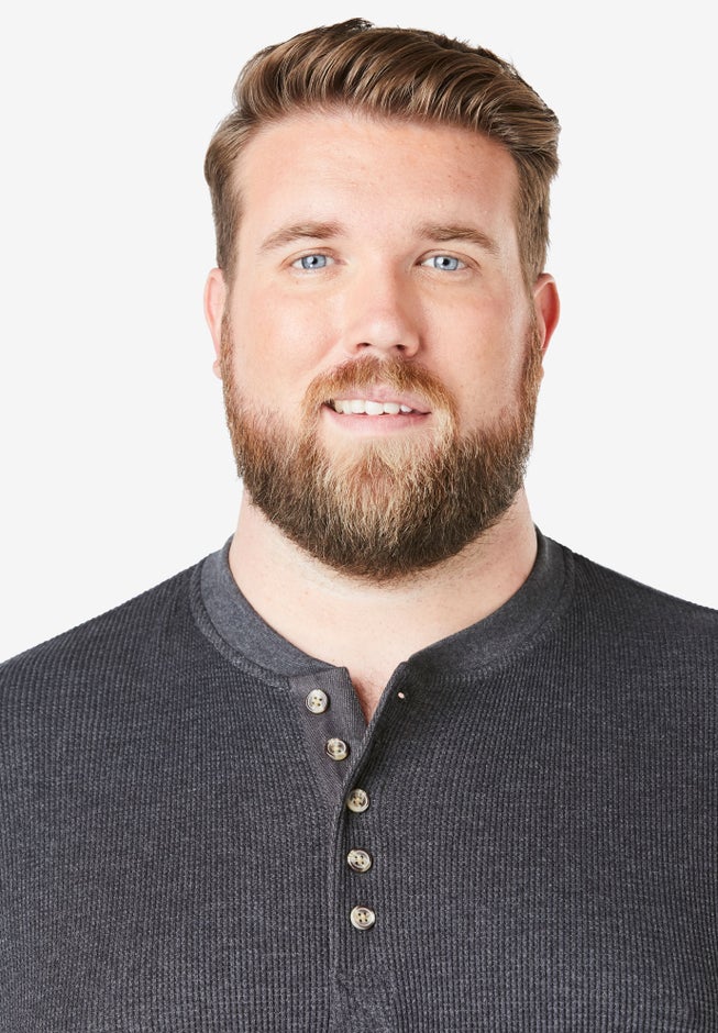 Waffle-Knit Thermal Henley Tee image number 3