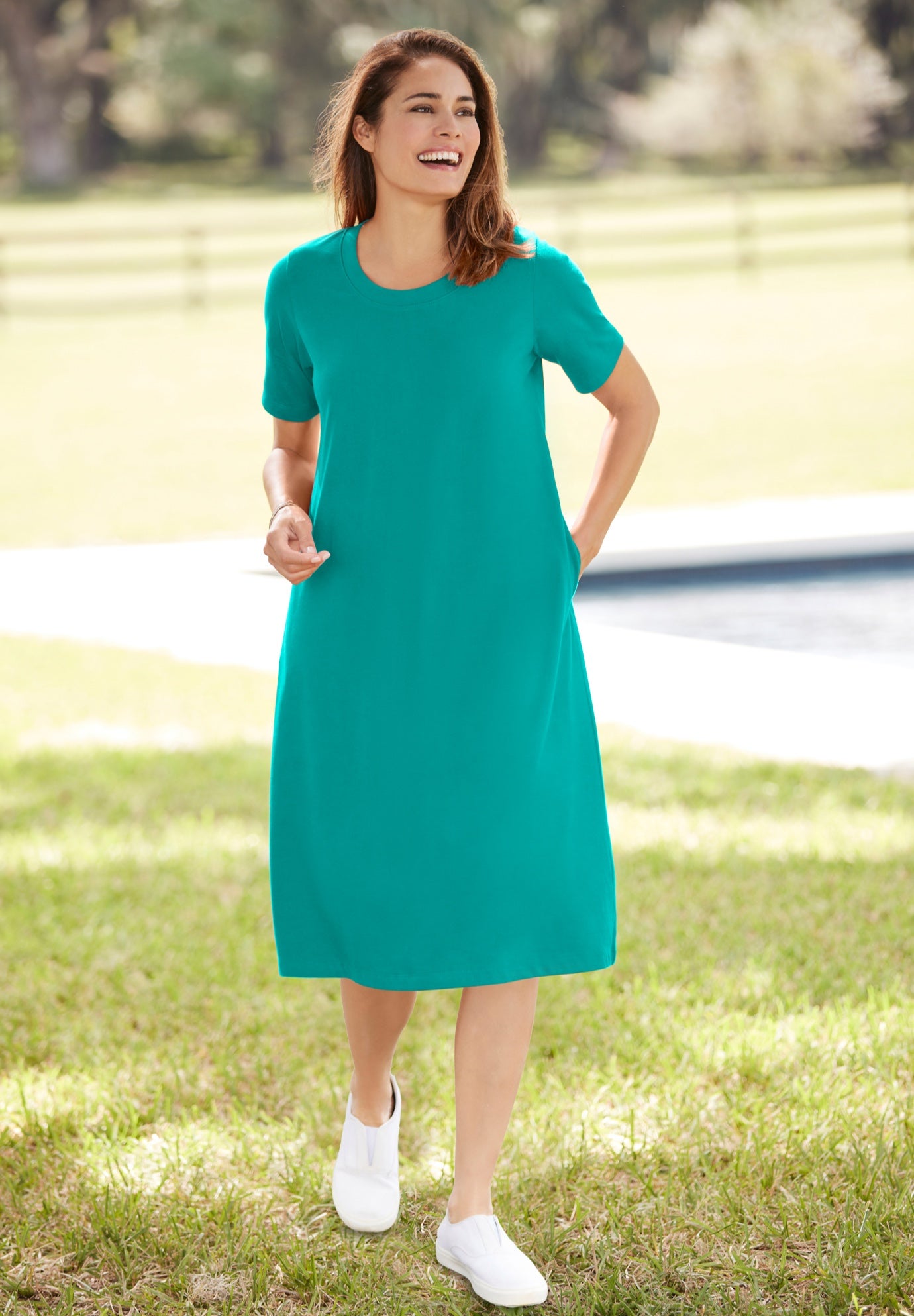 Perfect Short-Sleeve Crewneck Tee Dress image number 0