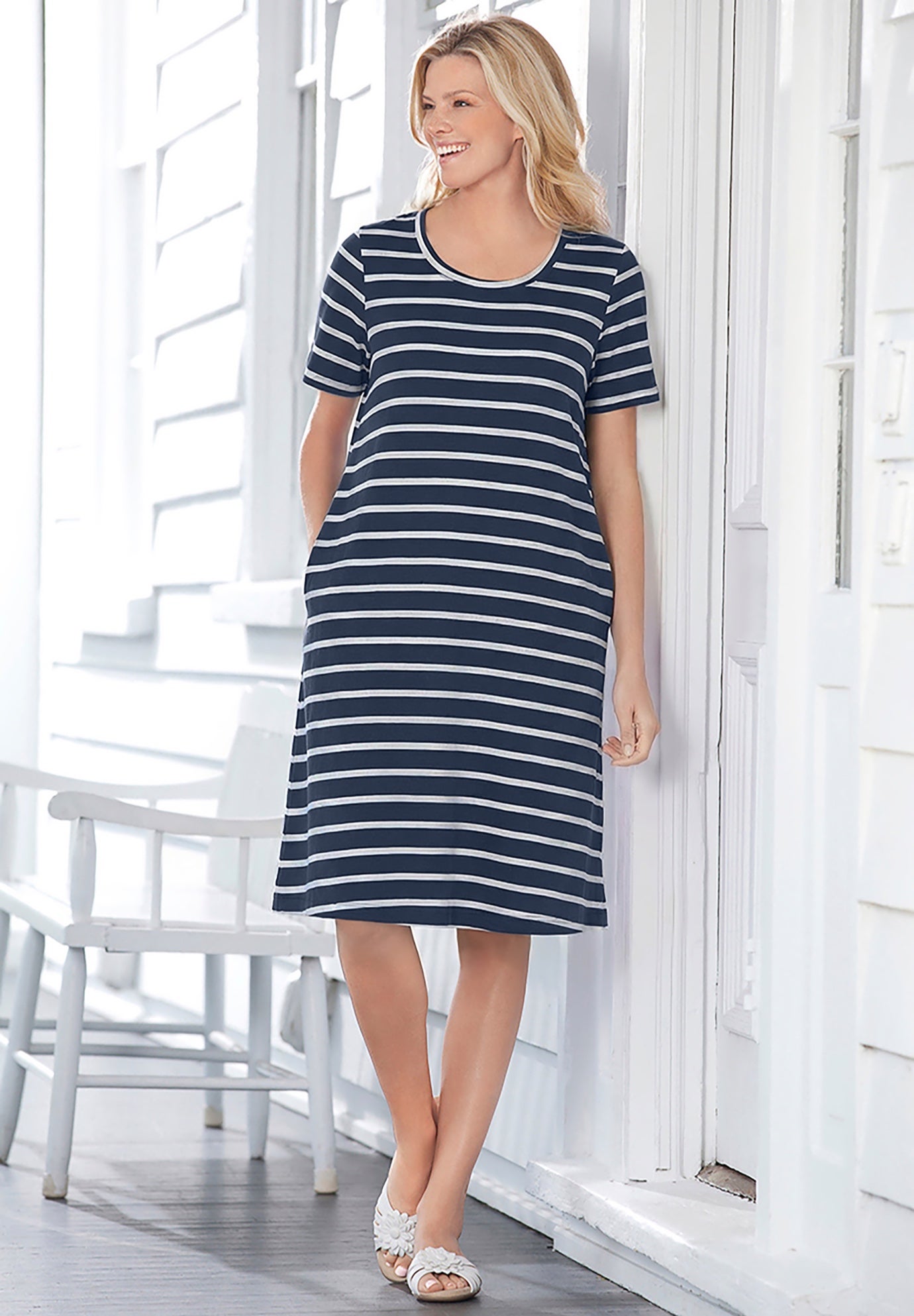 Perfect Short-Sleeve Crewneck Tee Dress image number 0