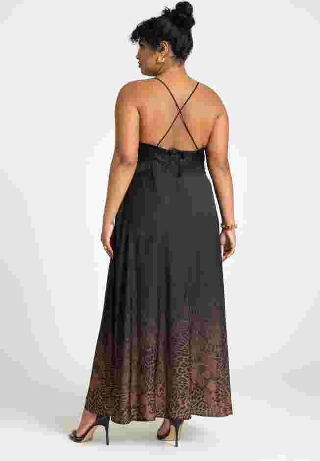 Lace Trim Leopard Ombre Slip Dress image number 1