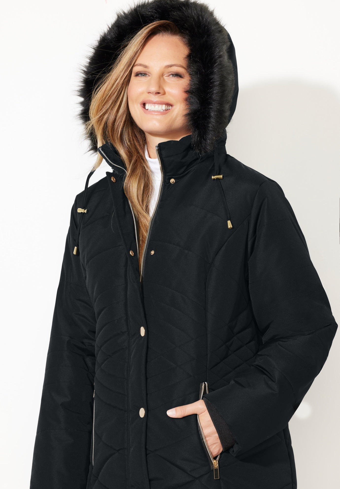 Faux Fur Hood Puffer Coat image number 4