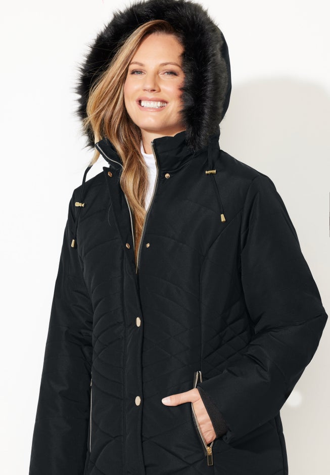 Faux Fur Hood Puffer Coat image number 4
