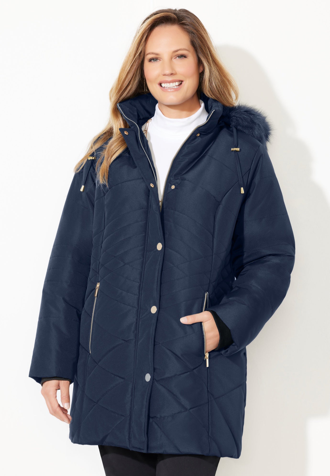Faux Fur Hood Puffer Coat image number 0