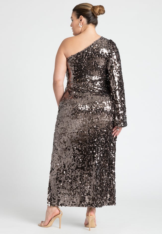 One Shoulder Flare Sleeve Dress image number null