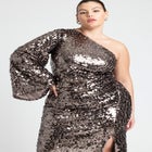 One Shoulder Flare Sleeve Dress image number null