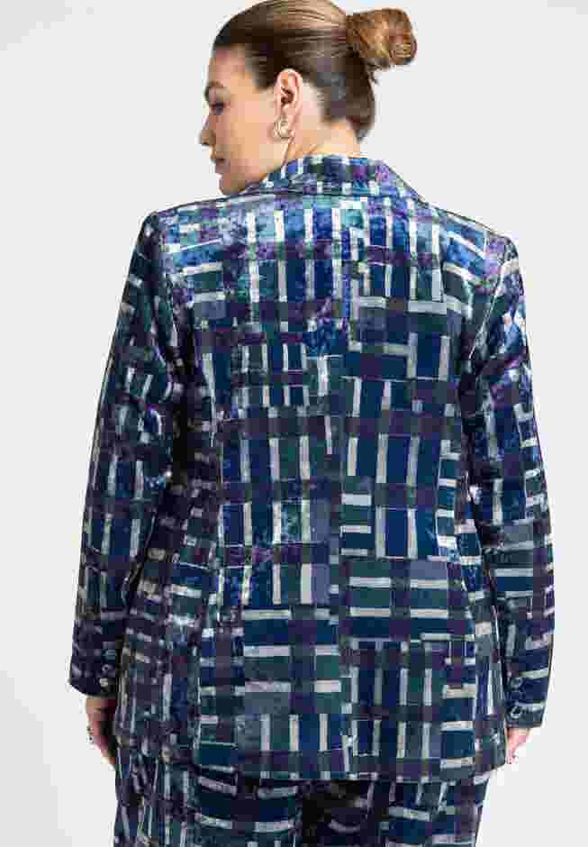 Printed Velvet Blazer image number 1