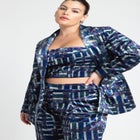 Printed Velvet Blazer image number null