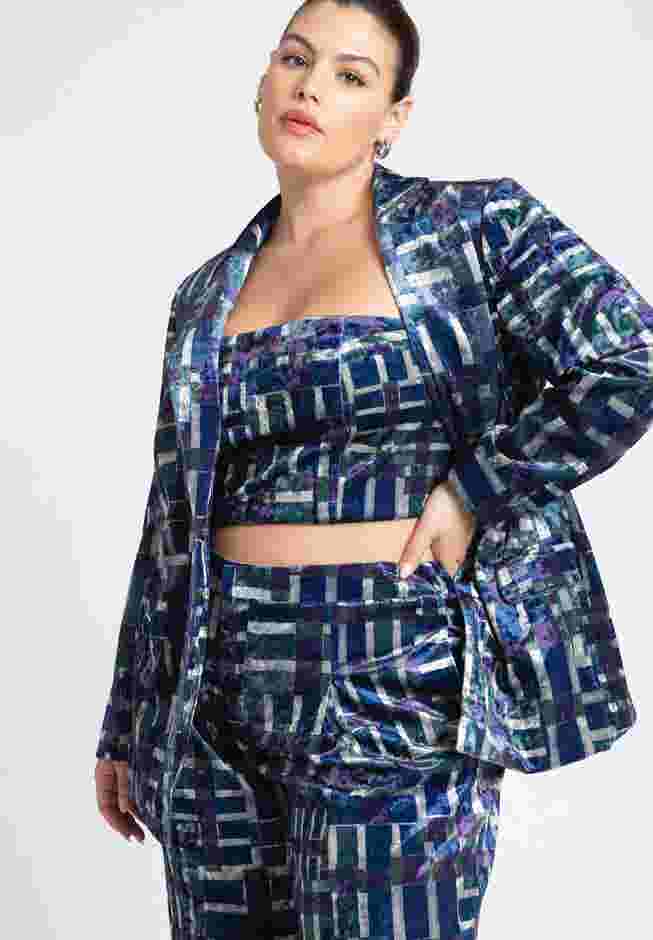 Printed Velvet Blazer image number 0