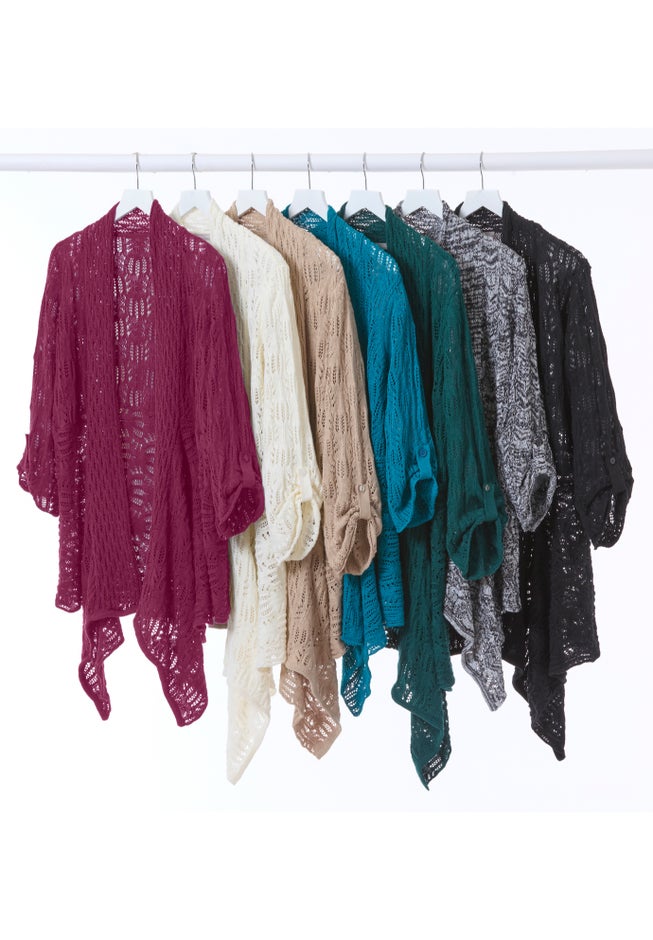 Open Front Pointelle Cardigan Sweater image number 5