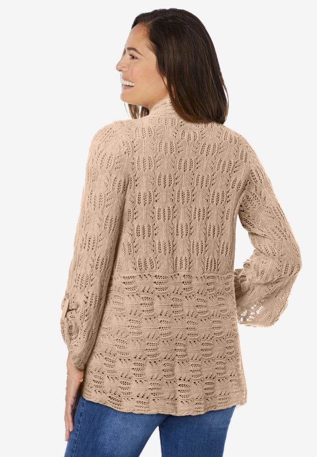 Open Front Pointelle Cardigan image number 1