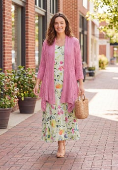 Open Front Pointelle Cardigan Sweater