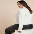 Cableknit Funnelneck Sweater image number null