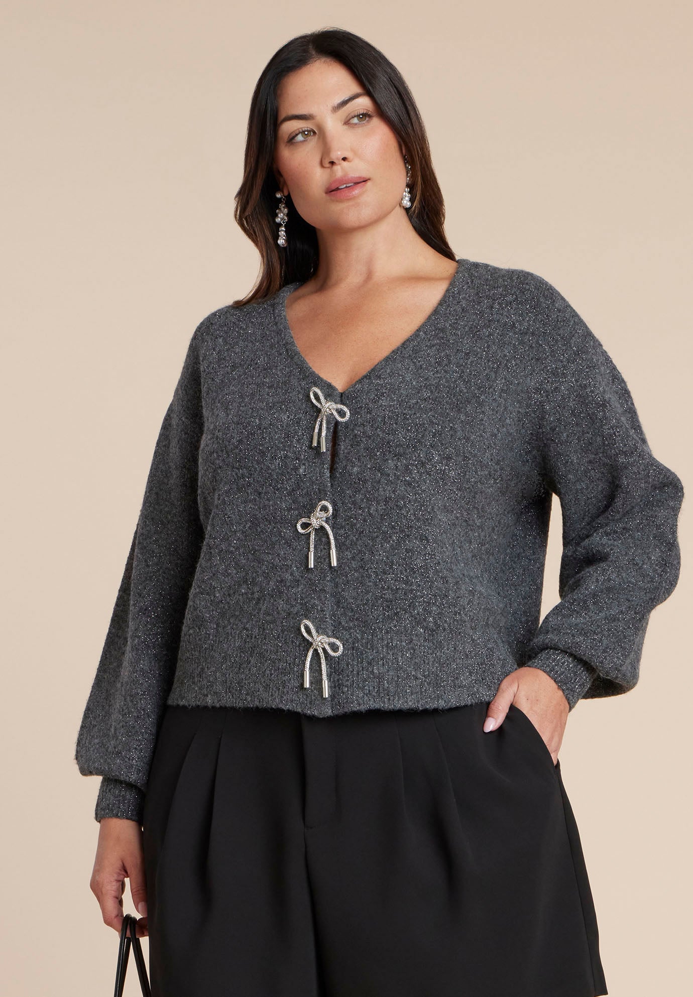 Crystal Bow Cardigan image number 0