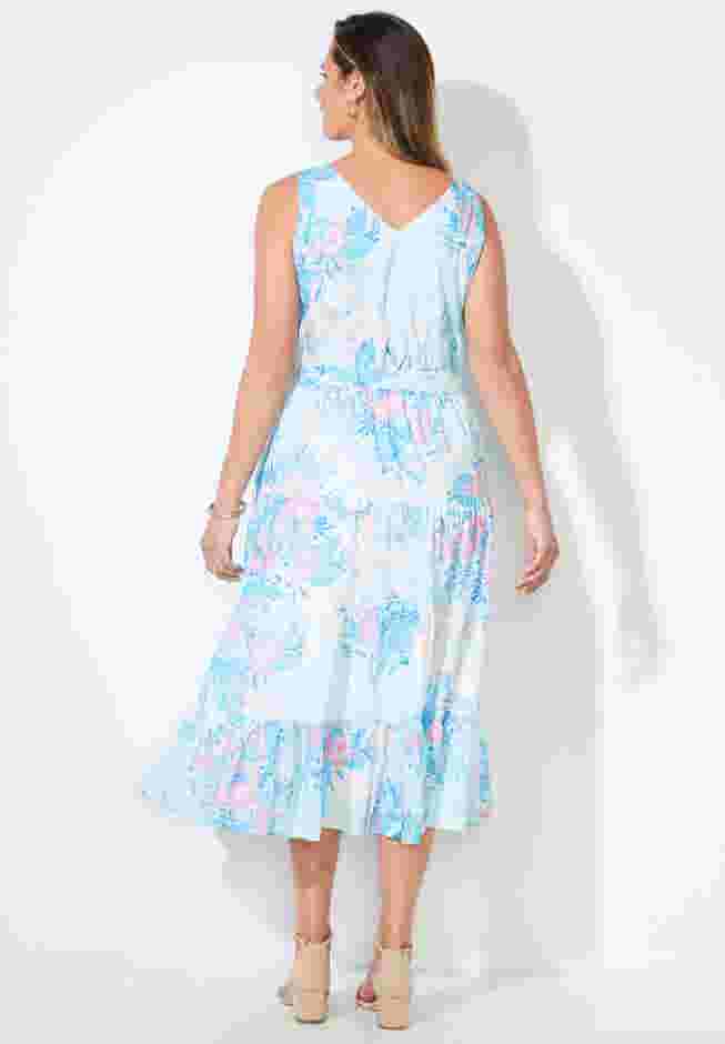 Liz&Me® V-Neck Tier Midi Dress image number 1