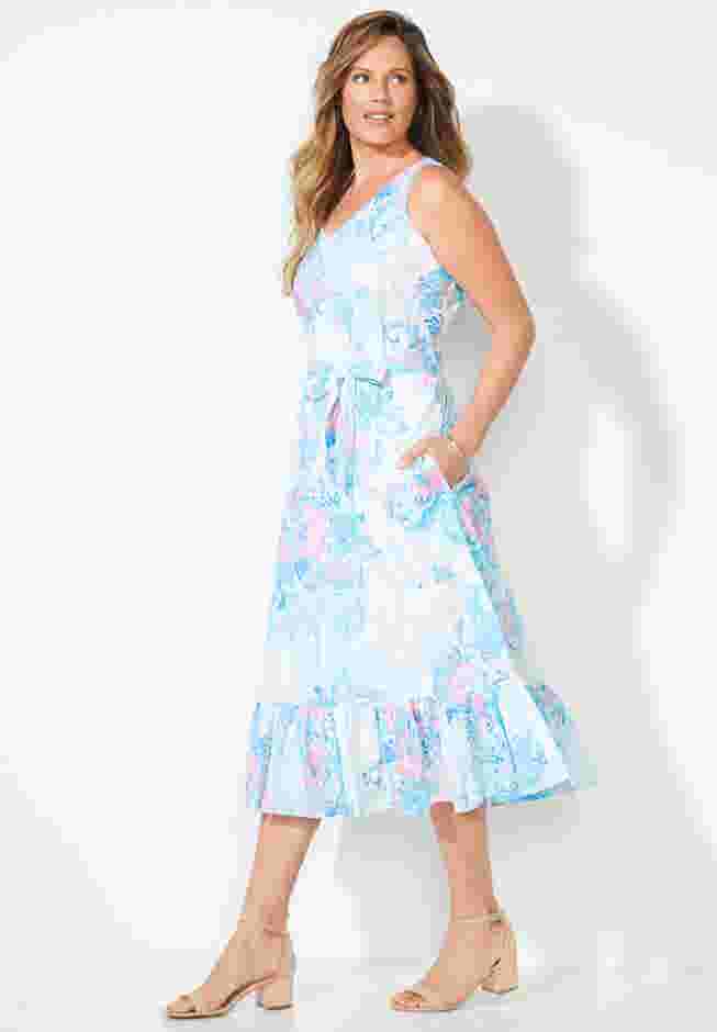 Liz&Me® V-Neck Tier Midi Dress image number 2