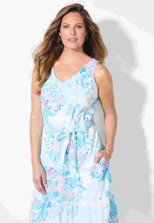 Liz&Me® V-Neck Tier Midi Dress image number 3