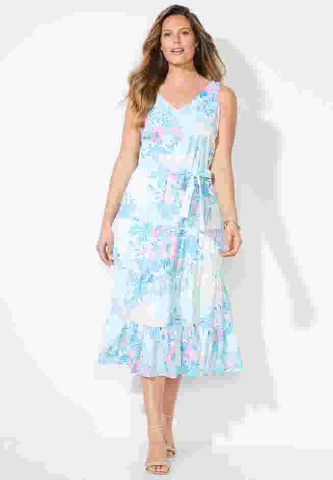 Liz&Me® V-Neck Tier Midi Dress image number 0