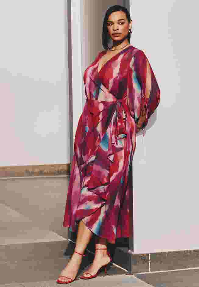 Flare Sleeve Wrap Dress image number 3