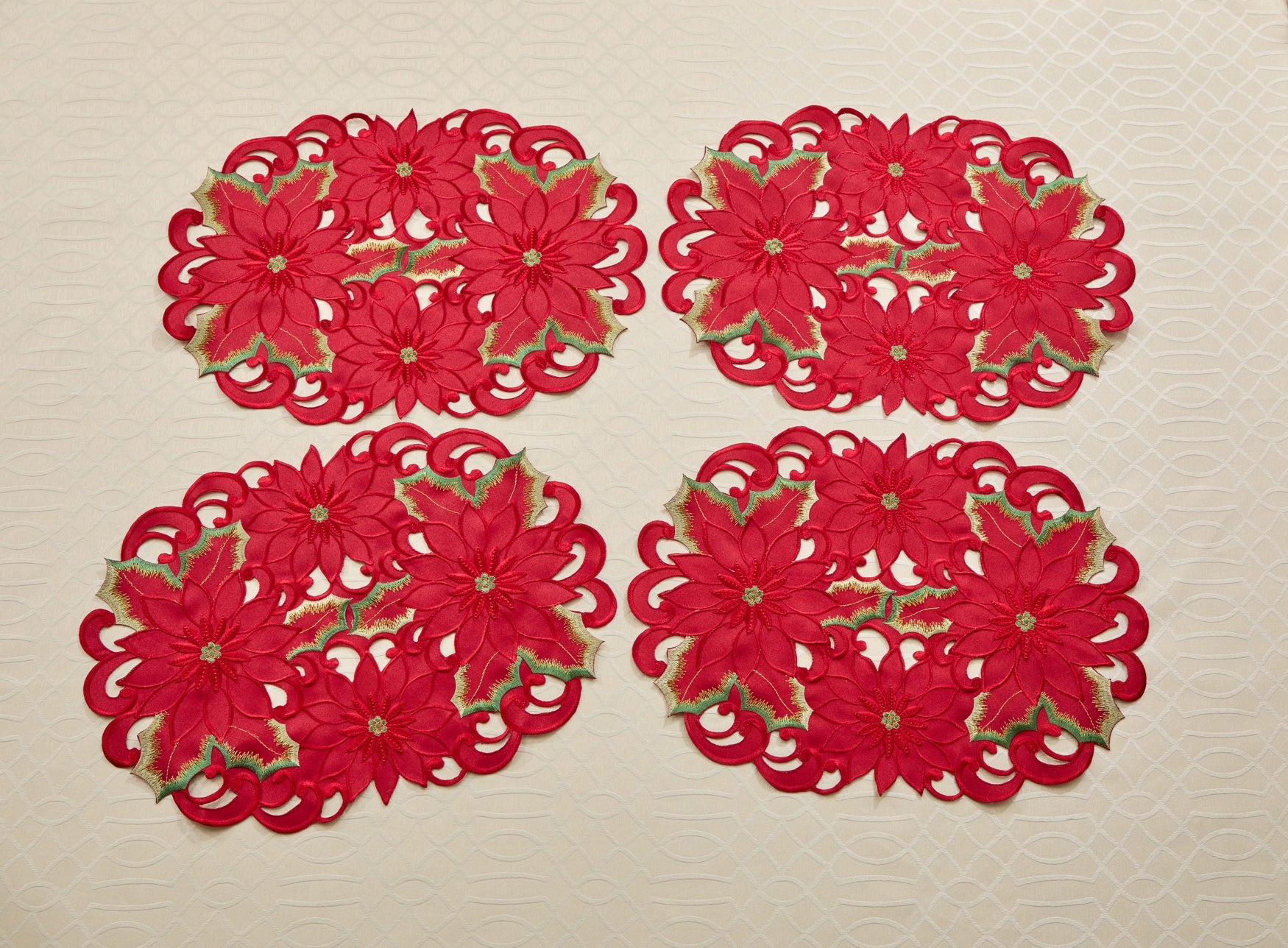 Set of 4 Embroidered Cut-Out Placemats image number 0