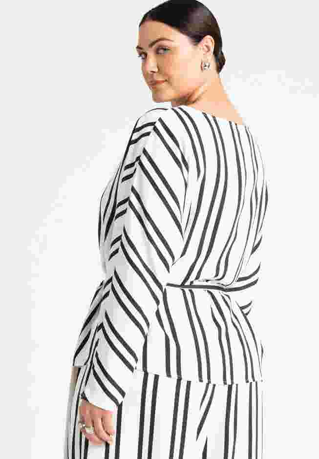 Waist Tie Striped Top image number 1