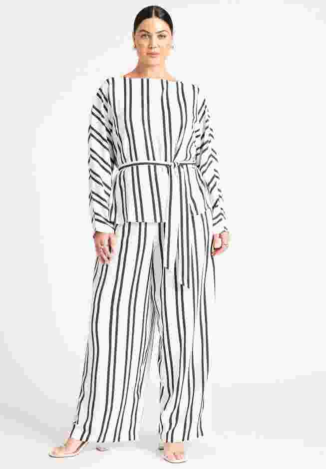 Waist Tie Striped Top image number 3