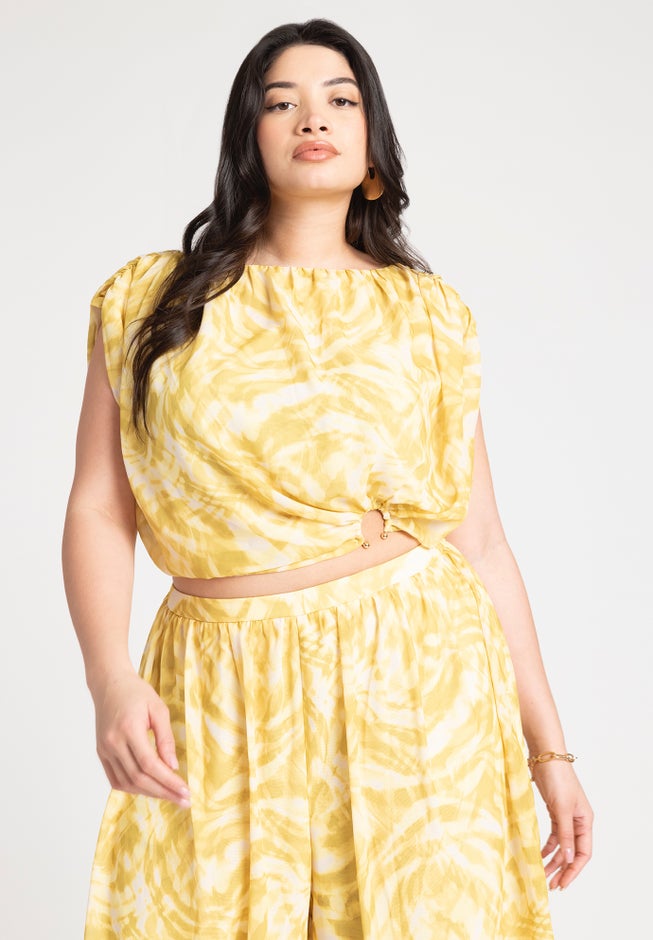 Shirred High-Low Crop Top image number 0