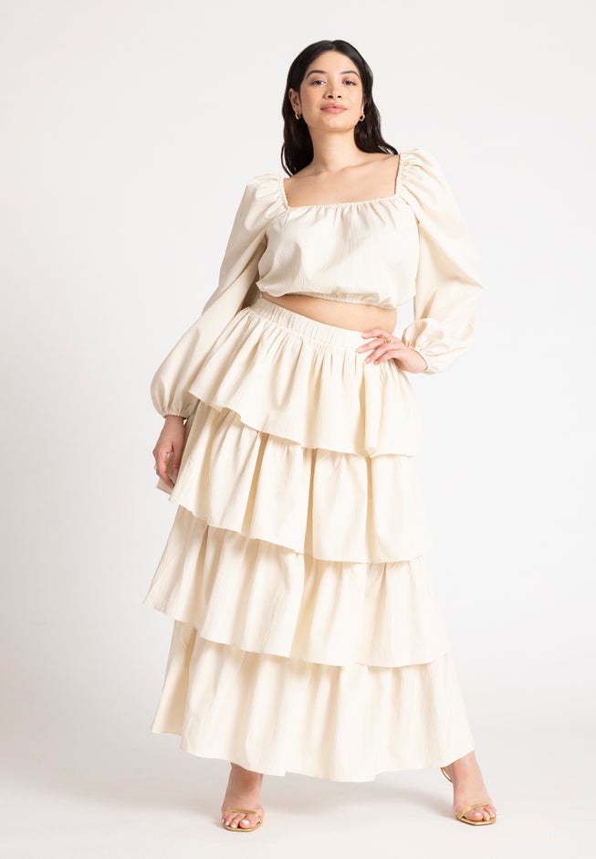 Shirred Body Puff Sleeve Top image number null