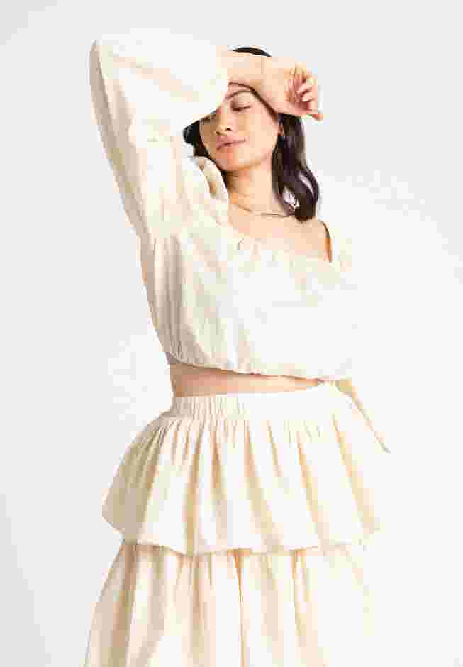 Shirred Body Puff Sleeve Top image number 0
