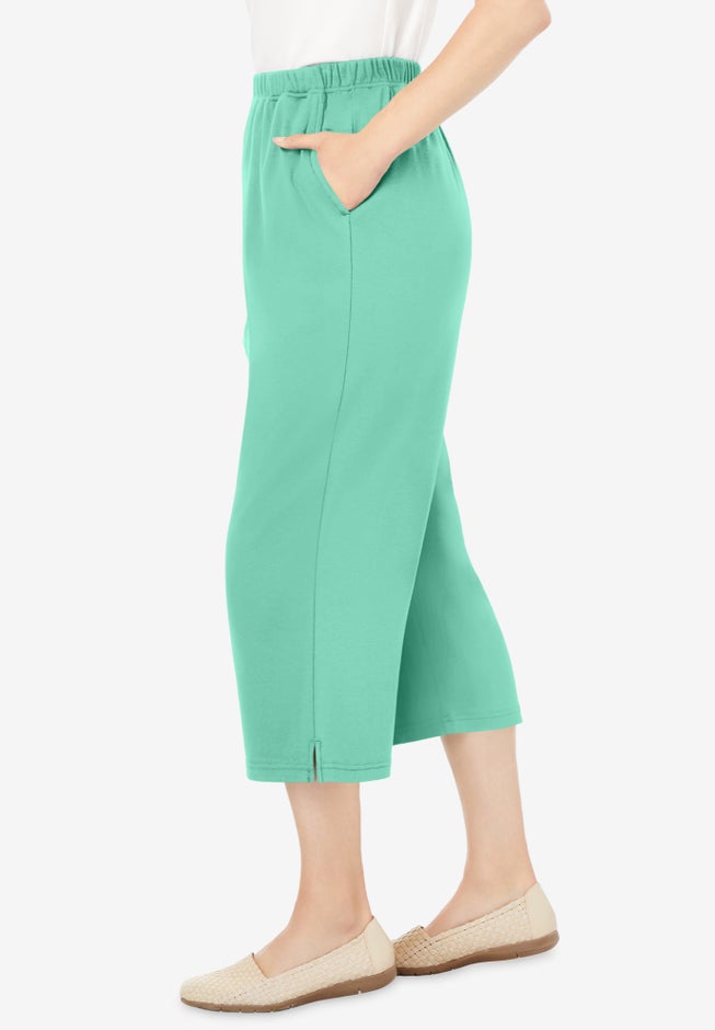 7-Day Elastic-Waist Stretchy Knit Capri image number 2