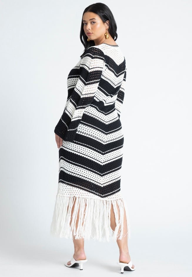 Crochet Maxi Dress With Fringe image number 1